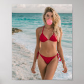 Bubble Gum Beach Babe Kust Zomer Muur Kunst Poster (Voorkant)