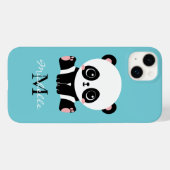 Bubble Gum Blauwe Panda Monogram Aangepaste Naam Case-Mate iPhone Case (Achterkant (horizontaal))