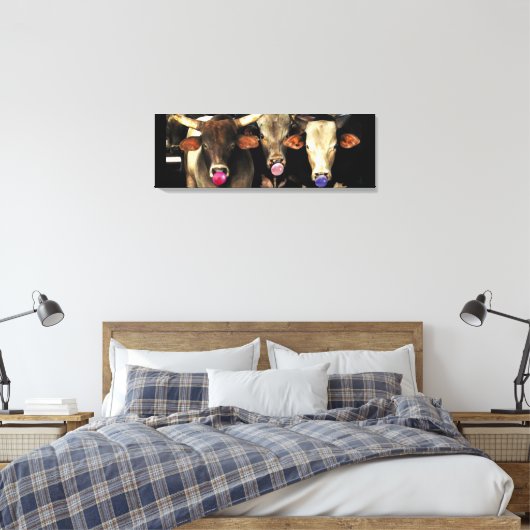 Bubble Gum Blowing Rodeo Bull Koeien Westerne Pop Canvas Afdruk (Insitu (Slaapkamer))
