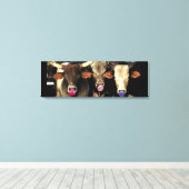 Bubble Gum Blowing Rodeo Bull Koeien Westerne Pop Canvas Afdruk (Insitu (Houten vloer))