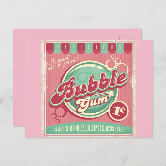 Bubble Gum Briefkaart (Voorkant / Achterkant)