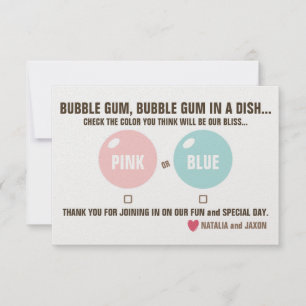 BUBBLE GUM BUBBLE GUM GENDER REVEAL BALLOT KAART