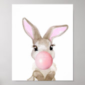 Bubble Gum Bunny Cub Nursery Child Woodland Poster (Voorkant)