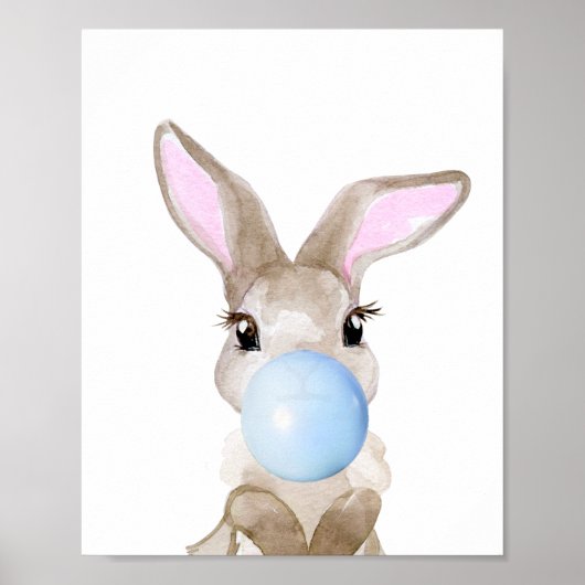 Bubble Gum Bunny Cub Nursery Child Woodland Poster (Voorkant)