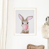 Bubble Gum Bunny Cub Nursery Child Woodland Poster