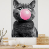 Bubble Gum Cat Poster (Keuken)