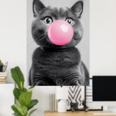 Bubble Gum Cat Poster (Thuiskantoor)
