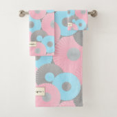 Bubble gum Circle Origami Pastel Patroon Bad Handdoek (Insitu)
