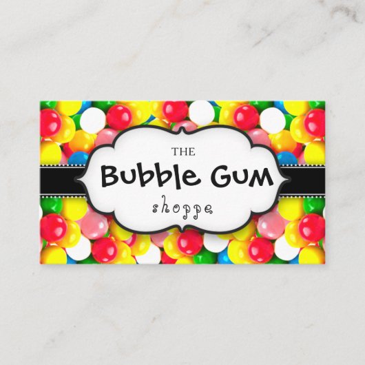 Bubble Gum Colorful Gumball White Strip Chalkboard Visitekaartje (Voorkant)