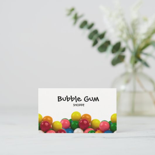 Bubble Gum Colorful Gumballs White Background Visitekaartje (Staand voorkant)