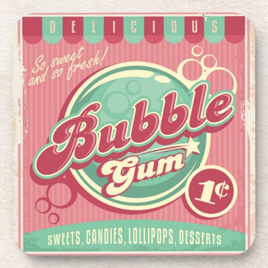 Bubble gum Cork-Backed Onderzetters (Voorkant)