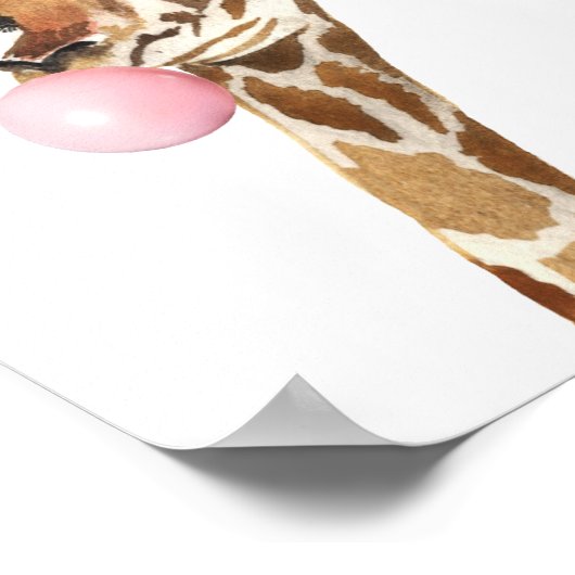 Bubble Gum Cute Giraffe Nursery Child Poster (Hoek)