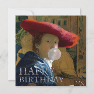 Bubble gum Diva blowing bubble gum Happy Birthday Kaart