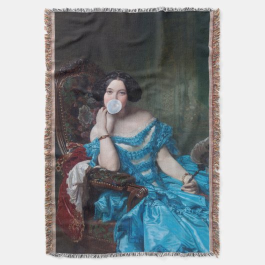 Bubble gum Diva in blauw satijn Deken (Voorkant Verticaal)