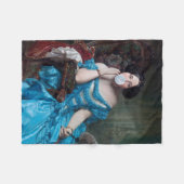 Bubble gum Diva in blauw satijn Fleece Deken (Voorkant (Horizontaal))