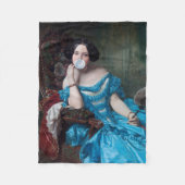 Bubble gum Diva in blauw satijn Fleece Deken (Voorkant)