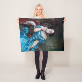 Bubble gum Diva in blauw satijn Fleece Deken
