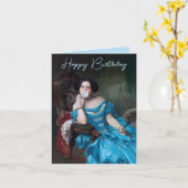 Bubble gum Diva in blauw satijn Happy Birthday Kaart (Gele Bloem)