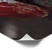 Bubble gum Diva in blauw satijn Perfect Poster (Hoek)