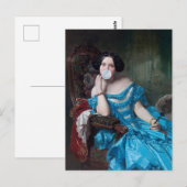 Bubble gum Diva in blauwe satijn Briefkaart (Voorkant / Achterkant)
