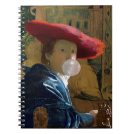 Bubble gum Diva in een rood pet blazen een bubble Notitieboek