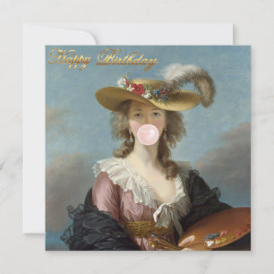 Bubble Gum-diva in een strohoed