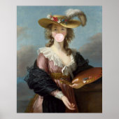 Bubble Gum-diva in een strohoed Poster (Voorkant)