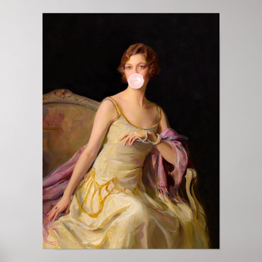 Bubble gum diva in geel roze bubble gum poster (Voorkant)