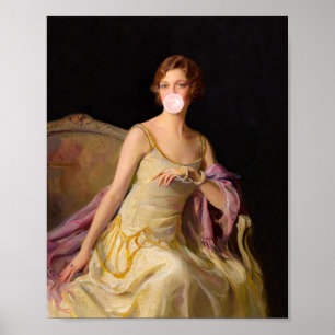 Bubble Gum Diva in Gele Jurk  Poster