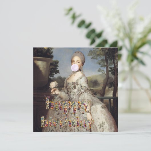 Bubble gum Diva Luisa de Parma Happy Birthday Kaart (Staand voorkant)