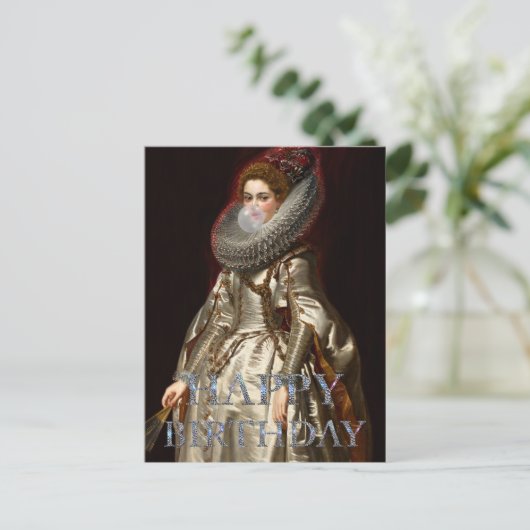 Bubble gum Diva Marchesa Gelukkige verjaardag Briefkaart (Staand voorkant)