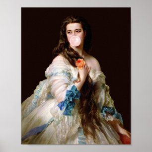 Bubble Gum-diva met blauwe linten Poster