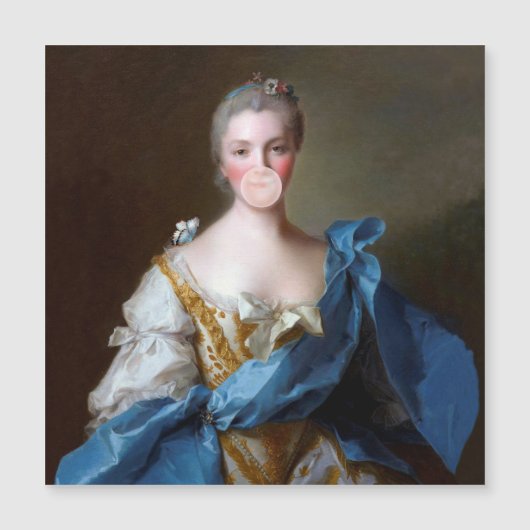 Bubble gum Diva met blauwe vlinder bedankkaart (Voorkant)