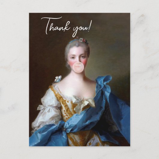 Bubble gum Diva met blauwe vlinder bedankkaart Briefkaart (Voorkant)