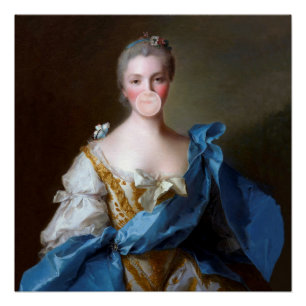 Bubble gum Diva met blauwe vlinder Perfect Poster