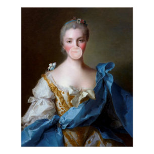 Bubble gum Diva met blauwe vlinder Perfect Poster