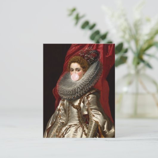 Bubble Gum Diva met Lace Ruff Briefkaart (Staand voorkant)