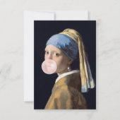 Bubble Gum Diva met Parel Oorbel Bedankkaart (Voorkant)