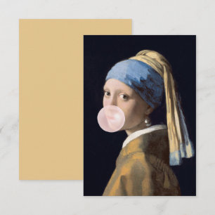 Bubble Gum Diva met Parel Oorbel Bedankkaart
