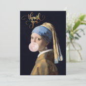 Bubble Gum Diva met Parel Oorbel Bedankkaart (Staand voorkant)