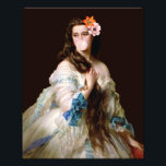 Bubble Gum Diva met twee bloemen Foto Afdruk<br><div class="desc">Pop kunstremix van een schilderij van een vrouw met twee bloemen in haar haar die een roze bellengom blazen</div>