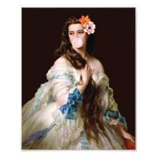 Bubble Gum Diva met twee bloemen Foto Afdruk