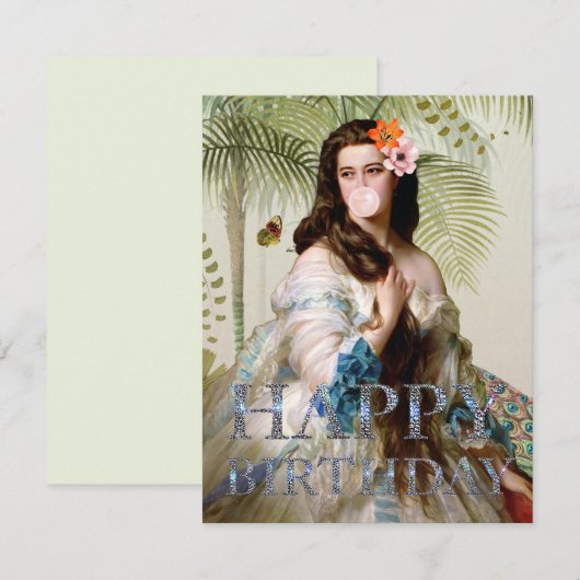 Bubble Gum Diva tropische Happy Birthday (Voorkant / Achterkant)