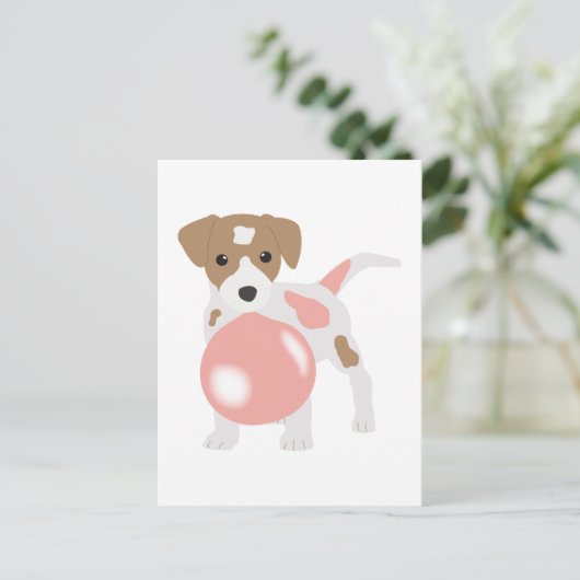 Bubble gum Dog Bgloing Bubble Briefkaart (Staand voorkant)
