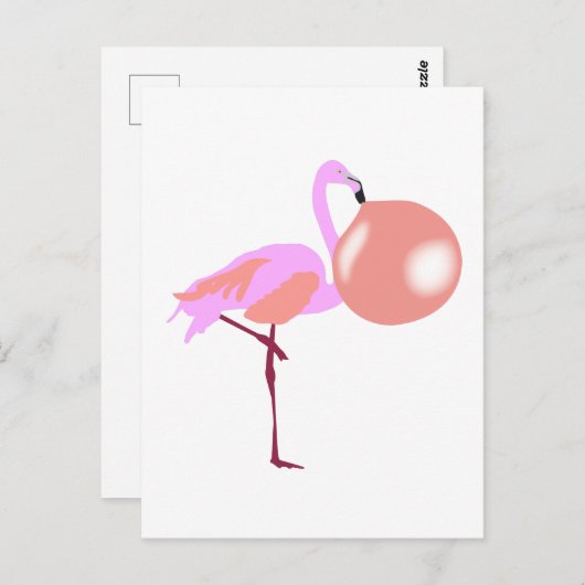 Bubble Gum Flamingo Bgloing Bubble Briefkaart (Voorkant / Achterkant)