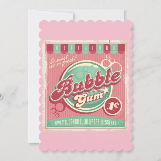 Bubble Gum Flat Wenskaart Kaart (Voorkant)