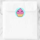 Bubble Gum Frosting Kawaii Cupcake Rond Ronde Sticker (Tas)