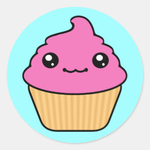 Bubble Gum Frosting Kawaii Cupcake Rond Ronde Sticker