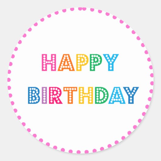 Bubble Gum Gelukkig Verjaardagsfeest Ronde Sticker (Voorkant)