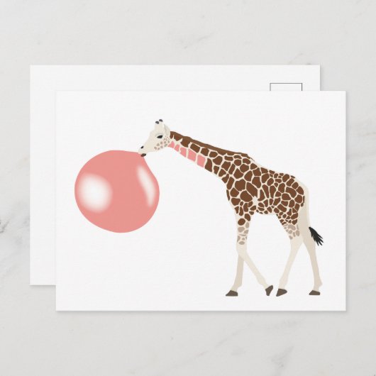 Bubble Gum Giraffe Baling Bubble Briefkaart (Voorkant / Achterkant)